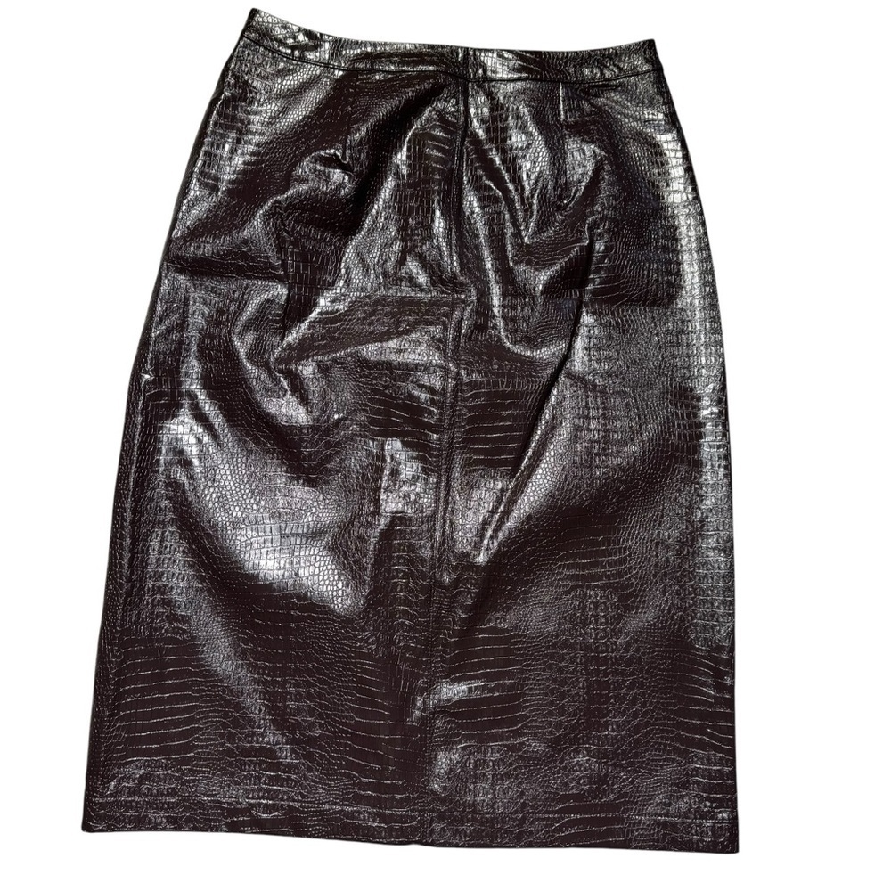 New I.N.C. International Concepts Faux Leather Pencil Brown Skirt Size 10 - Picture 6 of 8